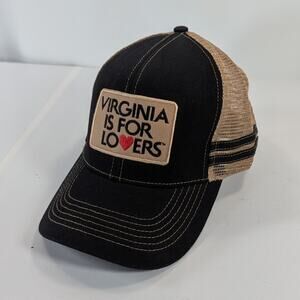 Virginia Is For Lovers Mesh Trucker Adjustable Strapback Cap Hat Black/Tan